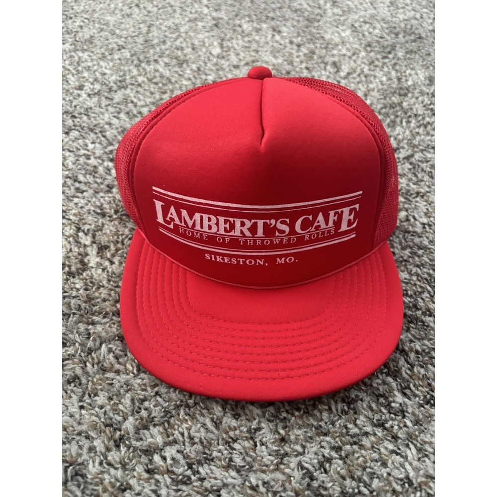 Vtg‎ Lambert's Cafe Sikeston, Missouri SnapBack Mesh Trucker Cap YoungAn Red